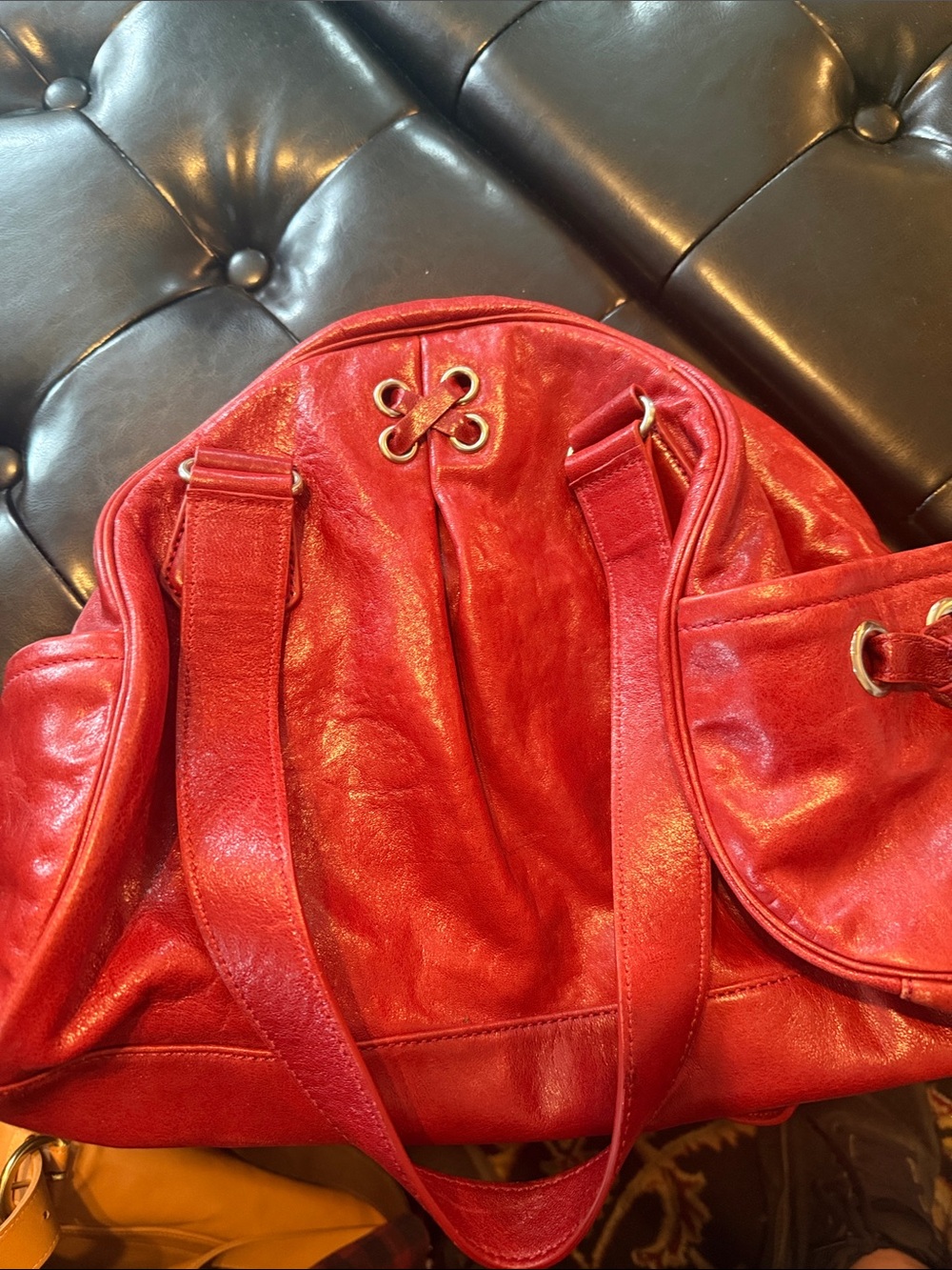 Cole Haan Shiny Red Shoulder Bag with silver-Tone Eyelets